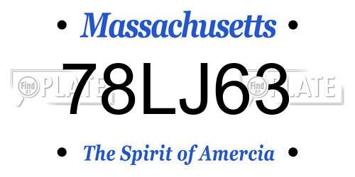 78LJ63 Massachusetts License Plate