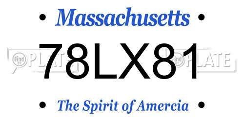 78LX81 Massachusetts License Plate