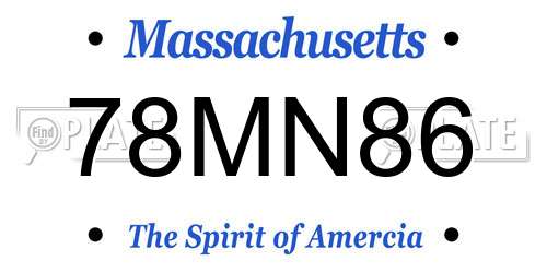 78MN86 Massachusetts License Plate