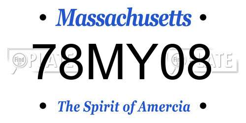 78MY08 Massachusetts License Plate