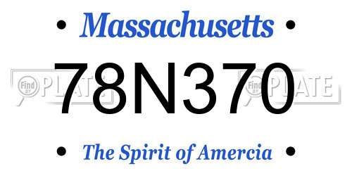 78N370 Massachusetts License Plate