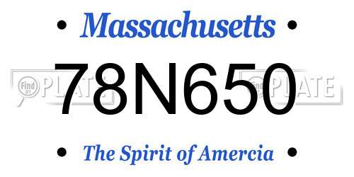78N650 Massachusetts License Plate