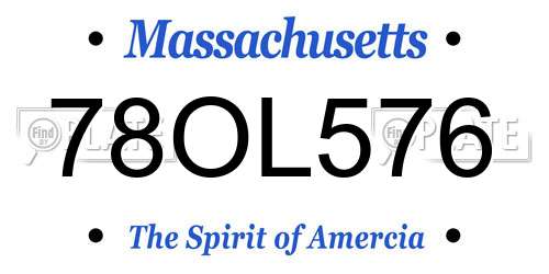 78OL576 Massachusetts License Plate