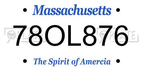 78OL876 Massachusetts License Plate
