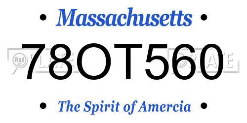 78OT560 Massachusetts License Plate