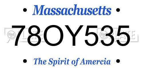 78OY535 Massachusetts License Plate