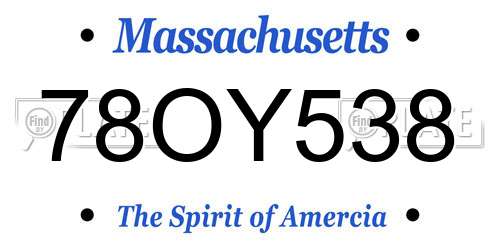 78OY538 Massachusetts License Plate