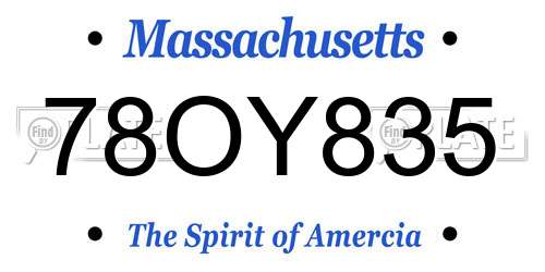 78OY835 Massachusetts License Plate