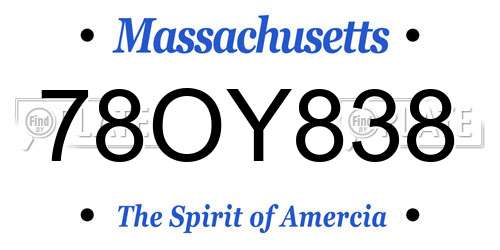 78OY838 Massachusetts License Plate