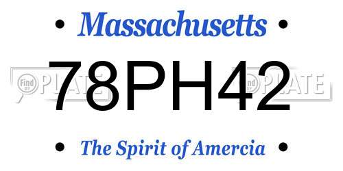 78PH42 Massachusetts License Plate