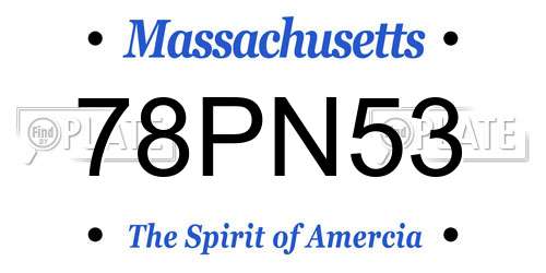 78PN53 Massachusetts License Plate