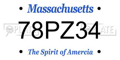 78PZ34 Massachusetts License Plate