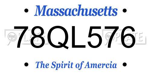78QL576 Massachusetts License Plate