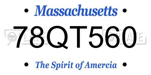78QT560 Massachusetts License Plate