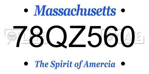 78QZ560 Massachusetts License Plate