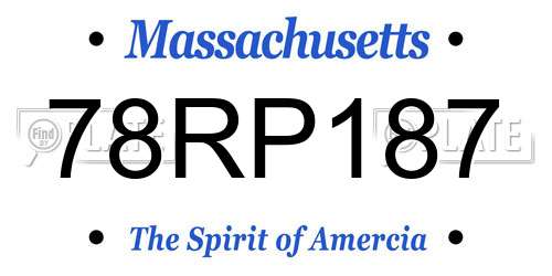 78RP187 Massachusetts License Plate
