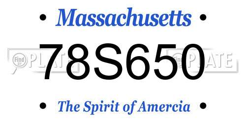 78S650 Massachusetts License Plate