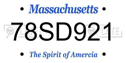 78SD921 Massachusetts License Plate