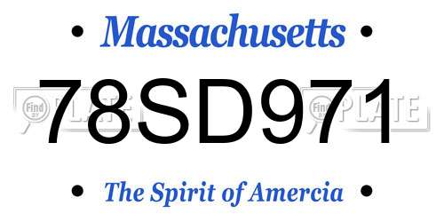 78SD971 Massachusetts License Plate