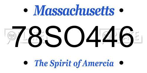 78SO446 Massachusetts License Plate