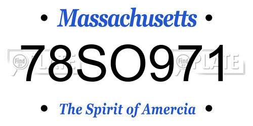 78SO971 Massachusetts License Plate