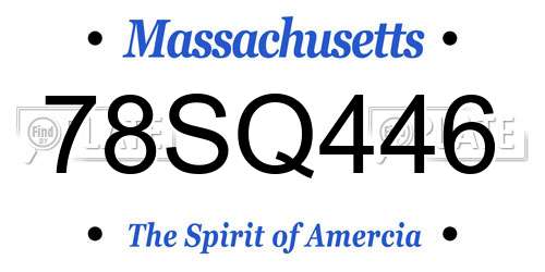 78SQ446 Massachusetts License Plate