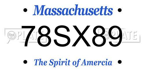 78SX89 Massachusetts License Plate