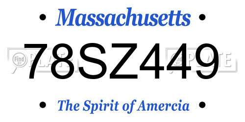78SZ449 Massachusetts License Plate