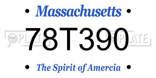 78T390 Massachusetts License Plate
