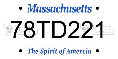 78TD221 Massachusetts License Plate