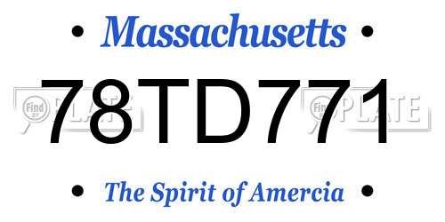78TD771 Massachusetts License Plate