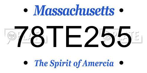 78TE255 Massachusetts License Plate