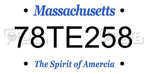 78TE258 Massachusetts License Plate