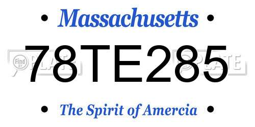78TE285 Massachusetts License Plate