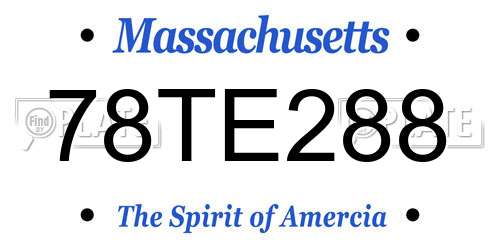 78TE288 Massachusetts License Plate