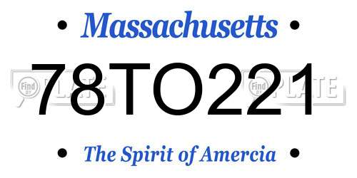 78TO221 Massachusetts License Plate