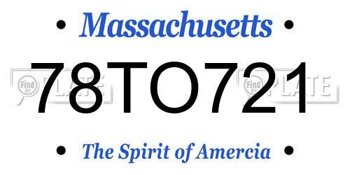 78TO721 Massachusetts License Plate