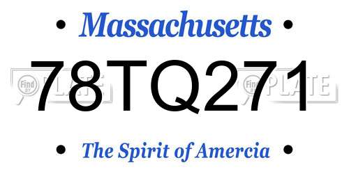 78TQ271 Massachusetts License Plate
