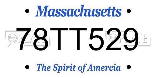 78TT529 Massachusetts License Plate