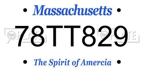 78TT829 Massachusetts License Plate