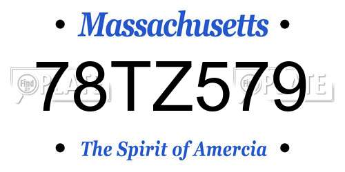 78TZ579 Massachusetts License Plate