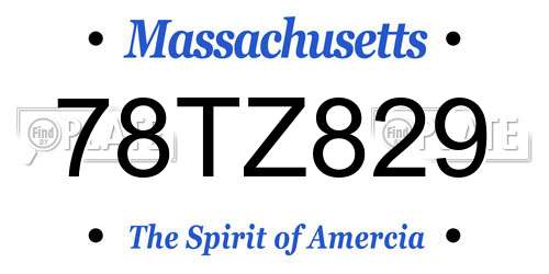 78TZ829 Massachusetts License Plate