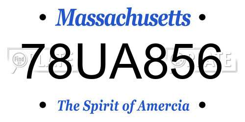 78UA856 Massachusetts License Plate