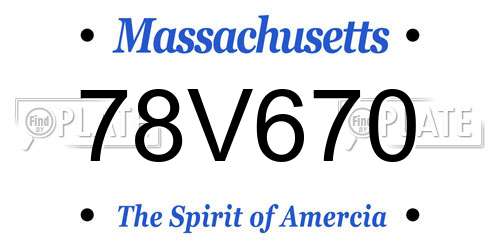 78V670 Massachusetts License Plate