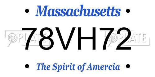 78VH72 Massachusetts License Plate