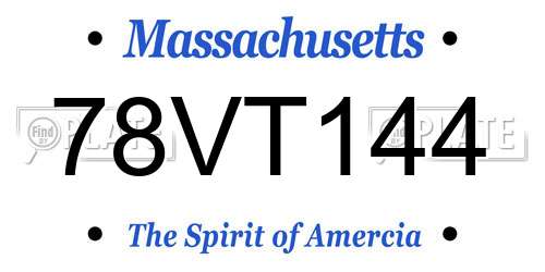 78VT144 Massachusetts License Plate