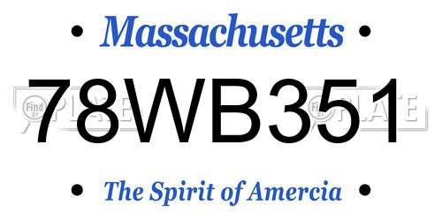 78WB351 Massachusetts License Plate