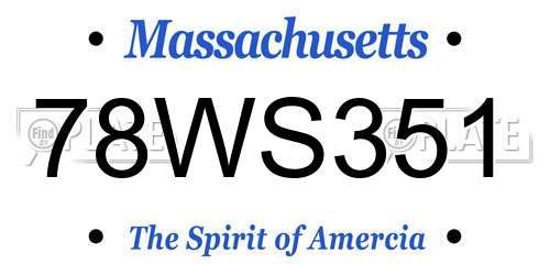 78WS351 Massachusetts License Plate