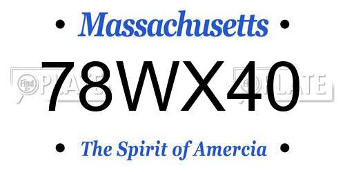 78WX40 Massachusetts License Plate