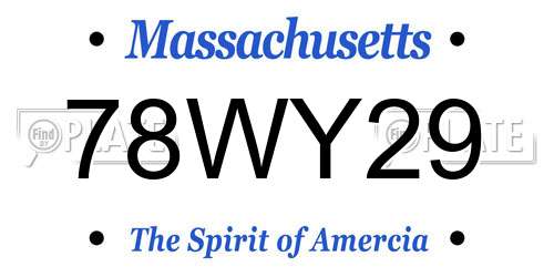 78WY29 Massachusetts License Plate